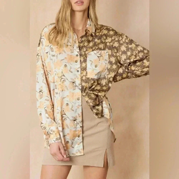 NWT ENTRO MIX PRINT BLOUSE SMALL - Picture 1 of 9